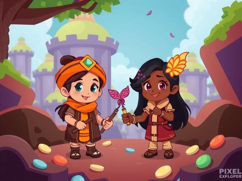 Pixel Choco Explorer - Chintu and Meera's Adventure Pixel Choco Explorer main characters Chintu and Meera in Chocolate Kingdom